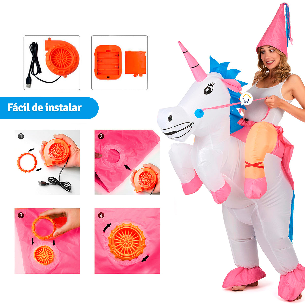 Disfraz Inflable Unicornio Traje Montable Fiesta Disfraces Halloween OF463