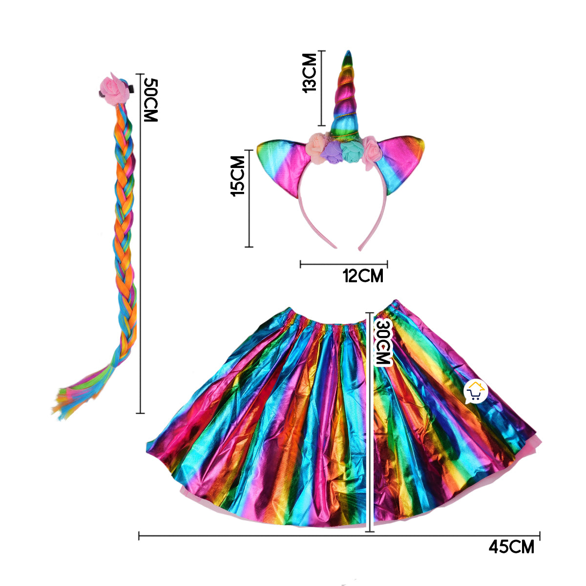 Set Disfraz Unicornio Accesorios Diadema Halloween Niñas Fiesta OF483