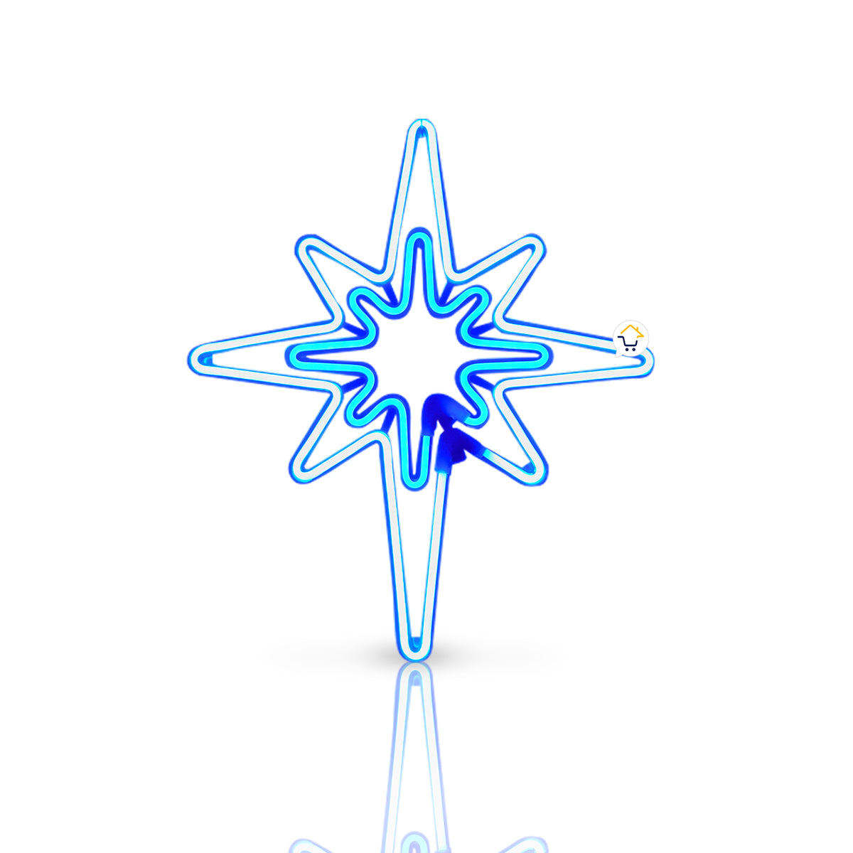 Estrella Luz Neón 8 Puntas Puerta Navidad Azul 2208xh