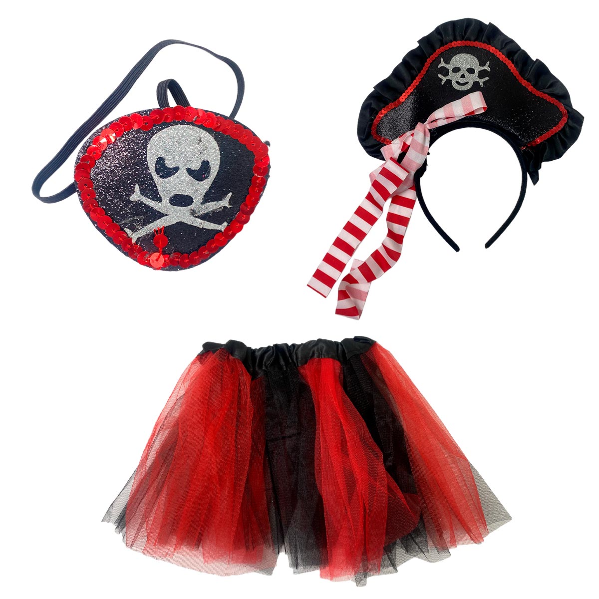 Disfraz Pirata Rojo Infantil Tutú Diadema Halloween OF-1504