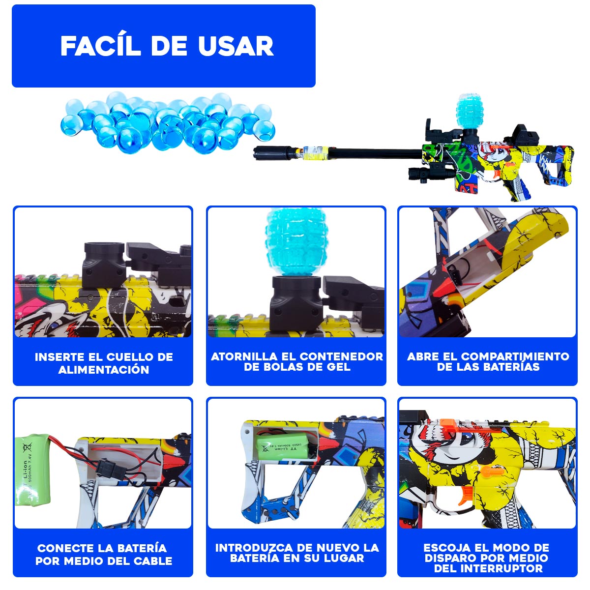 Pistola Sniper De Juguete Hidrogel Lanzador Eléctrico + 500 Orbis OF-1806