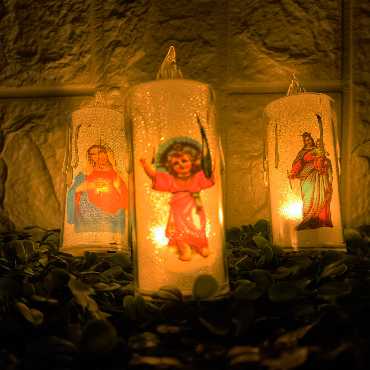 Velas LED Religiosas X3 Decorativas 10cm Luz Cálida Hogar Altar SLT2657