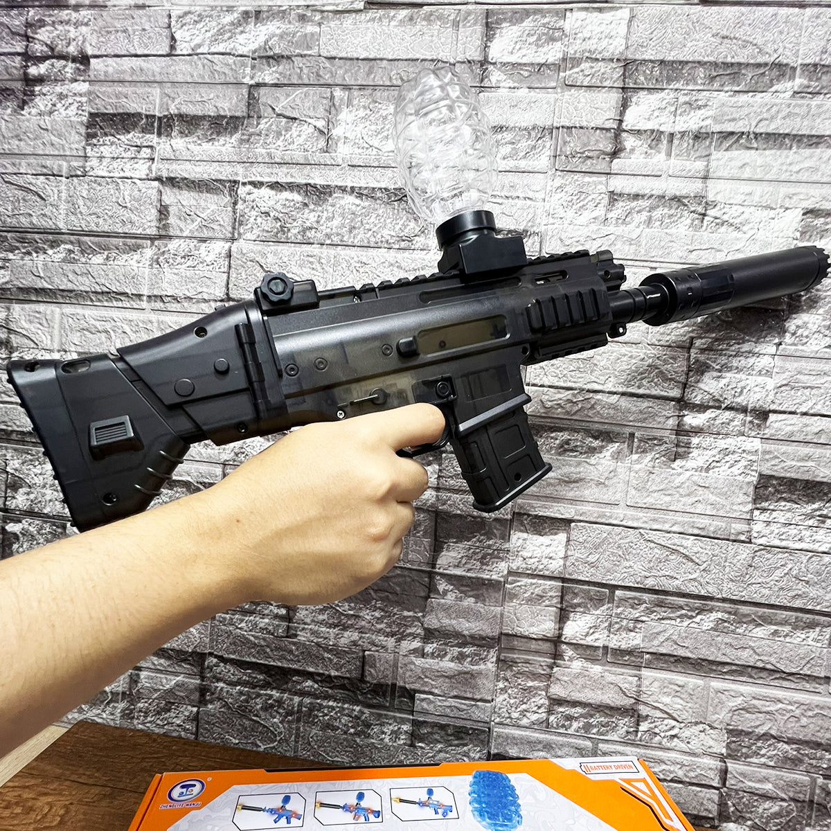 Rifle de Hidrogel MP5 Con Silenciador LED 1000 Bolas de Gel 115-2