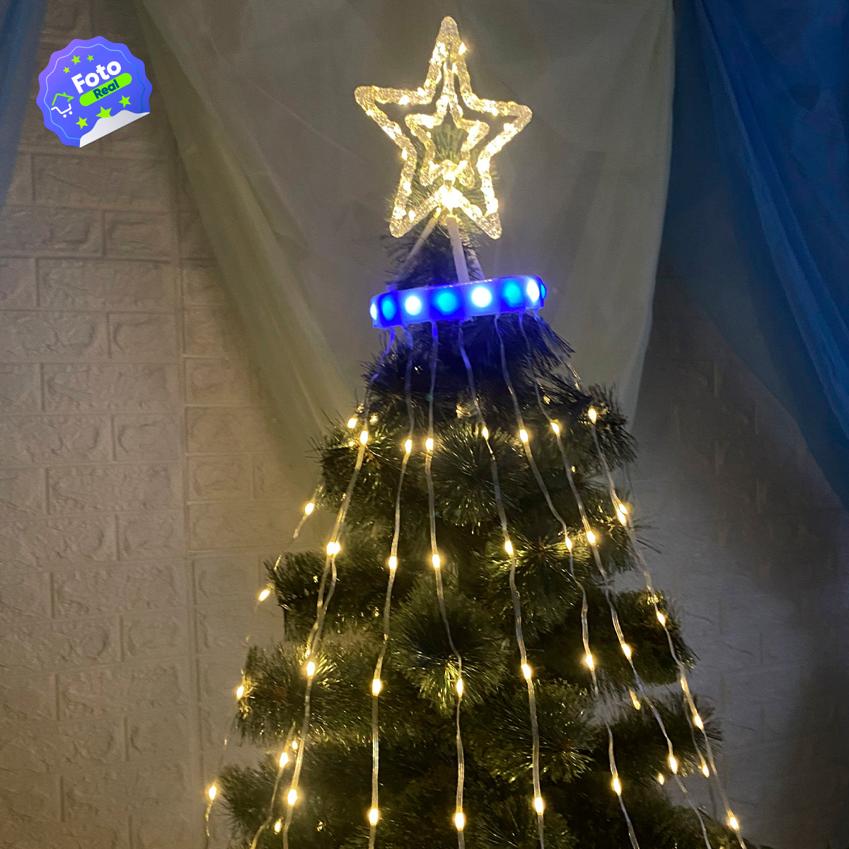 Estrella Para Árbol Efecto Cascada 2.1 M 400 LEDS Decoración Navidad 1580A