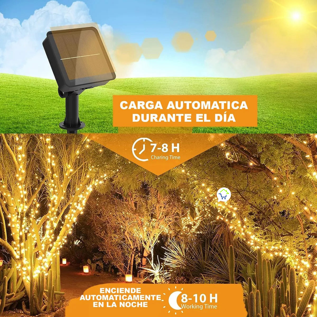 Luz Micro Led Alambre Con Panel Solar 100 LEDS De 10 M Impermeables AS100N