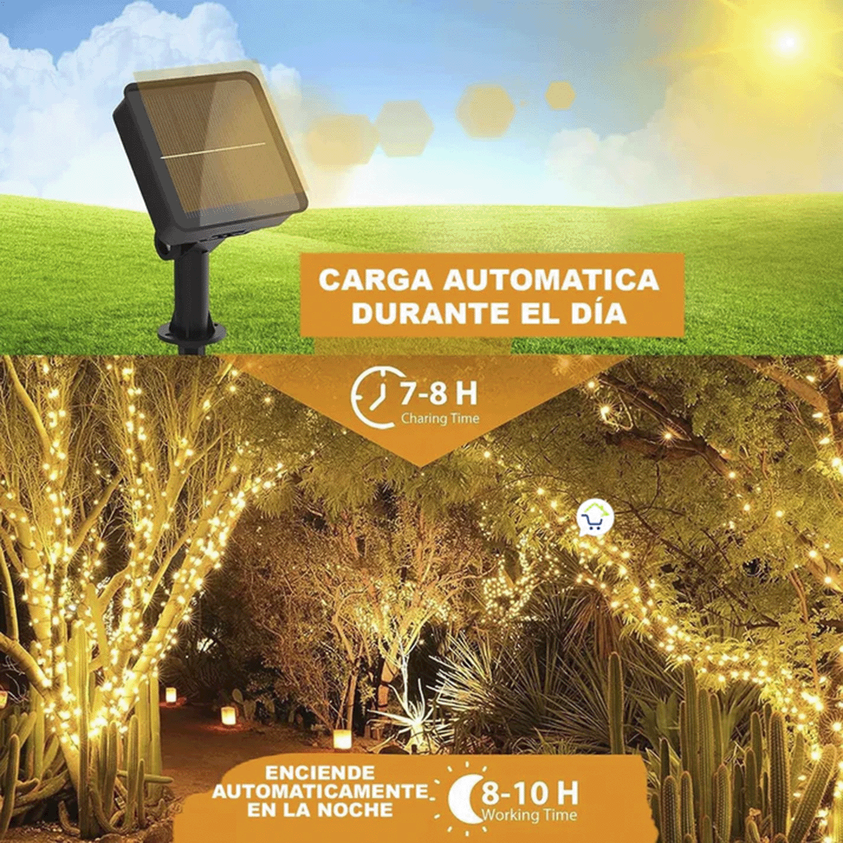 Luz Led Lineal Con Panel Solar Impermeables Cable Verde KP1587
