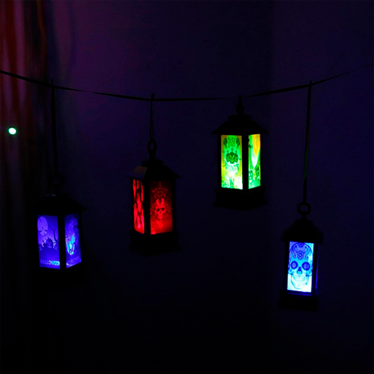 Set 4 Faroles Halloween Decorativos LED Decoración Casa FN01H