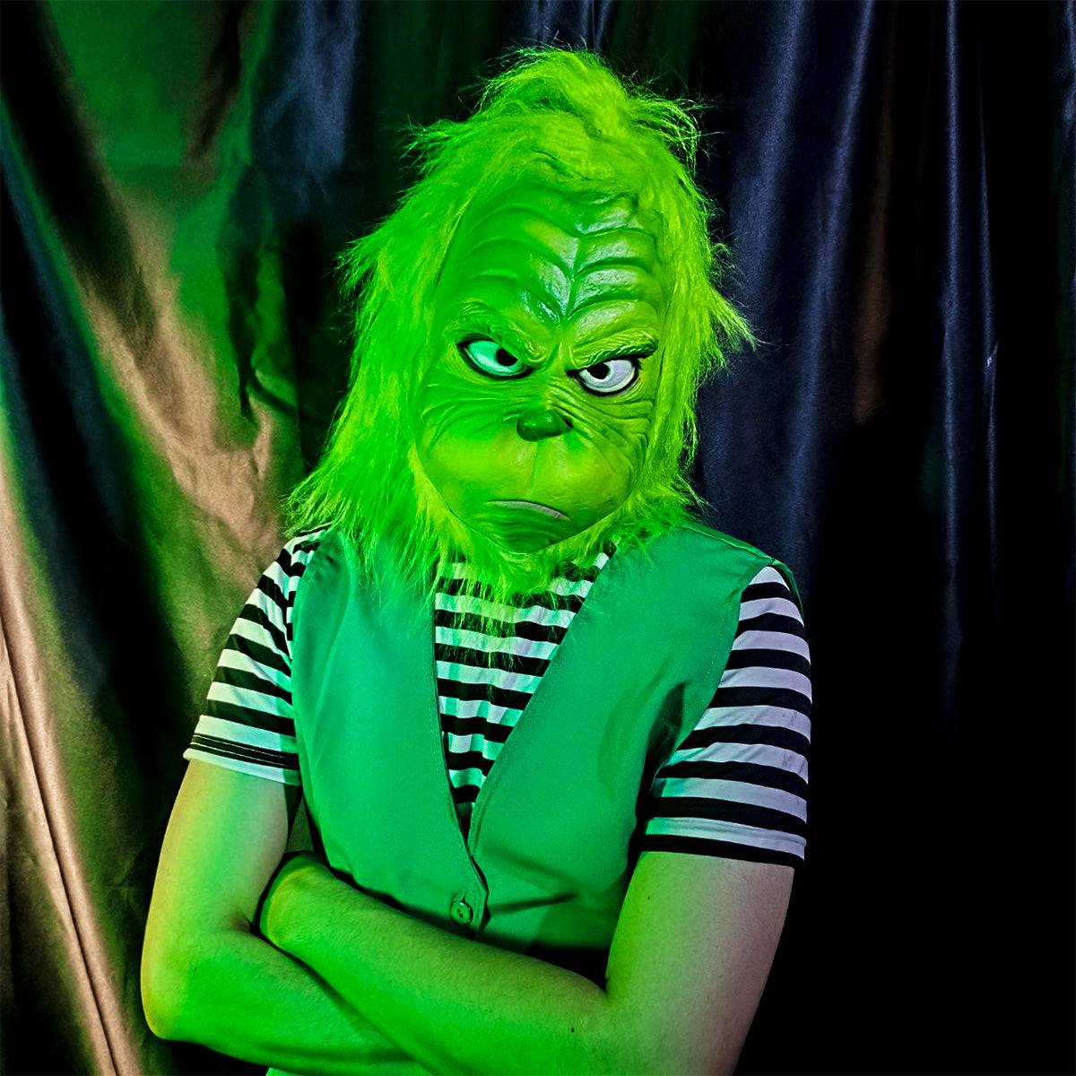 Máscara del Grinch Realista Látex Navidad Cosplay Halloween AT287-G