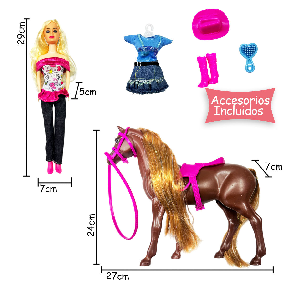 Muñeca Tipo Barbie Jinete Accesorios Niñas Juguete MB190