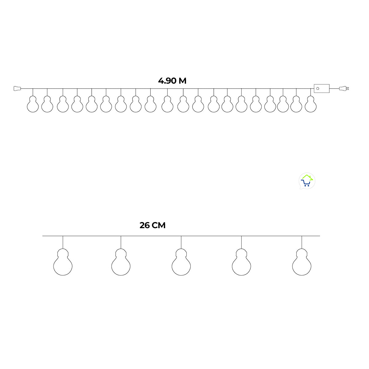 Guirnalda Bombillos Vintage 4.90 M 130 LEDS Luces Navideñas Z3-017