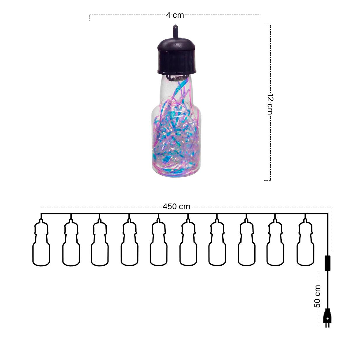 Extensión Bombillos 5 M Botellas X10 Luces Navidad 1603