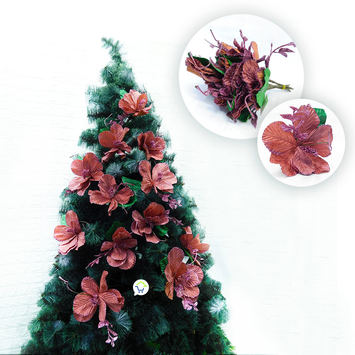 Flores Artificiales Para Árbol X12 Decoración Navidad 049