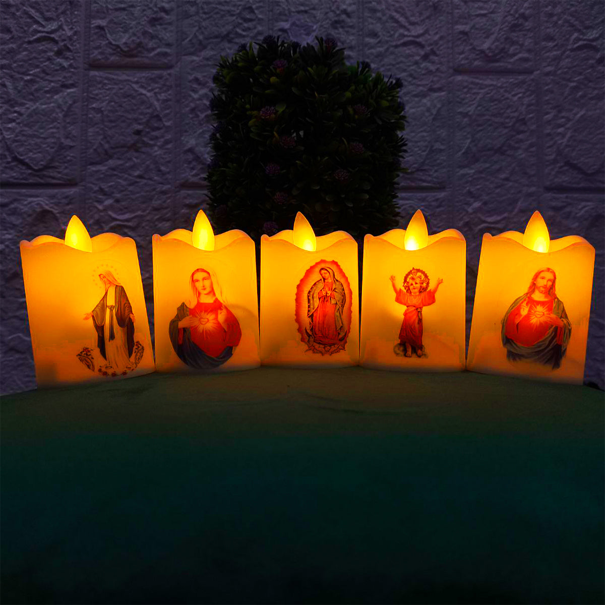 Velas LED Religiosas x3 Santos y Vírgenes Luz Cálida Decorativa SLT2660