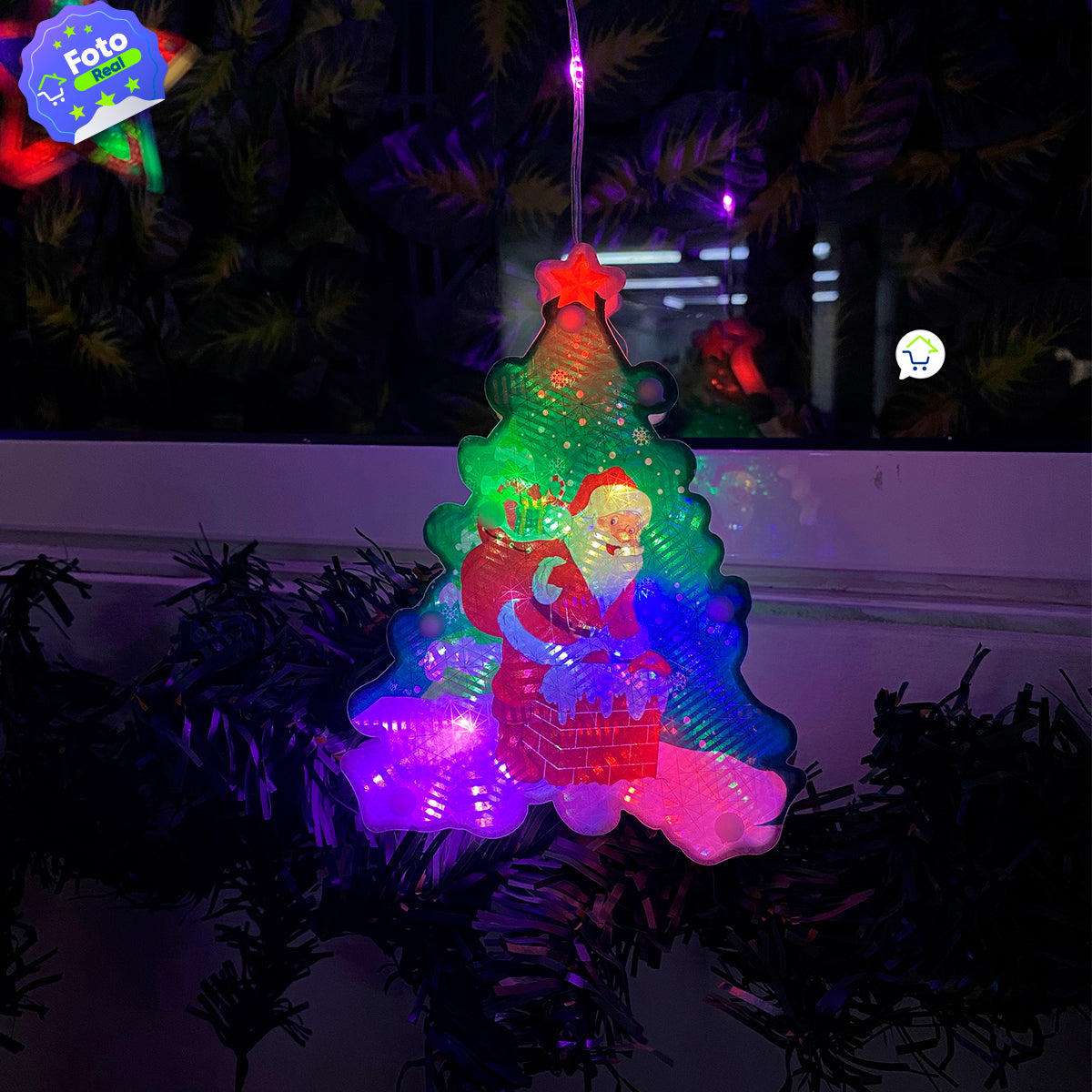 Cortina Intercalada 2.95 M x 81 CM Figuras Navidad 115 LED Extensión Navideña 1814