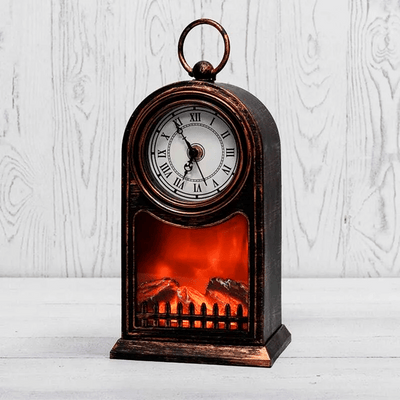 Chimenea LED Decorativa con Reloj Vintage Efecto Llama Realista CHP01