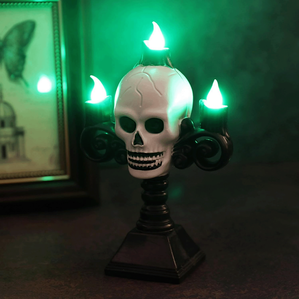 Candelabro Vela LED Calavera Halloween Decoración Terror AX936-7