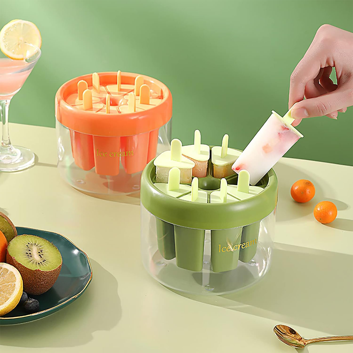 Molde para Helados Reutilizable 8 Puestos Yogurt y Paletas Caseras ICM-AL