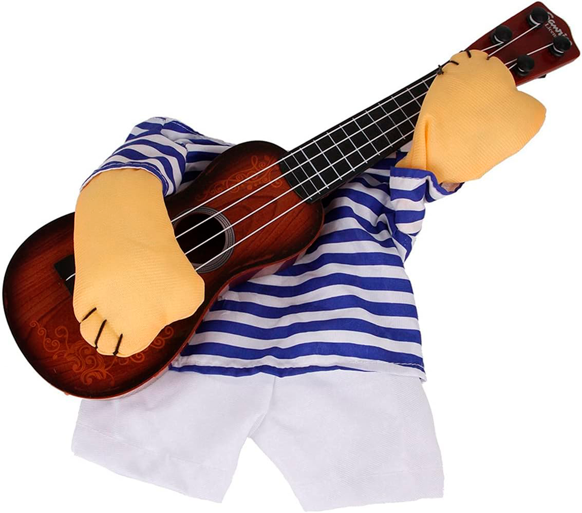Disfraz Para Mascotas De Guitarrista Músico Guitarra Halloween Perro Gatos PR398