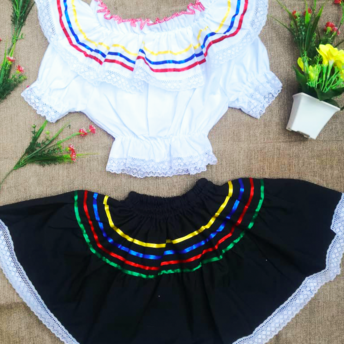 Traje Típico Niña Disfraz Feria Flores x2 Piezas ET00008