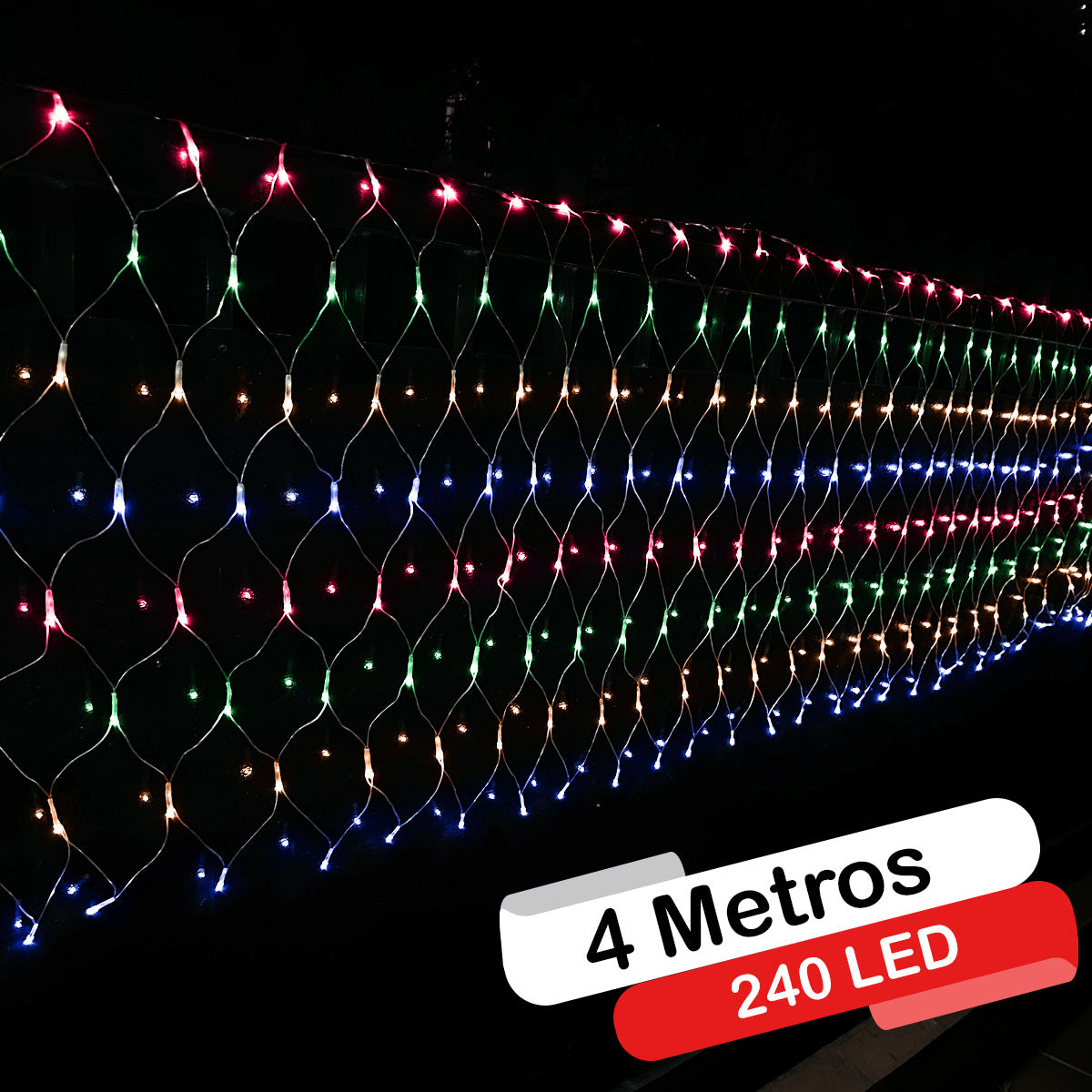 Luces Led Malla Multicolor 240 Luces Decoración Navidad 4x1 Metros 2142