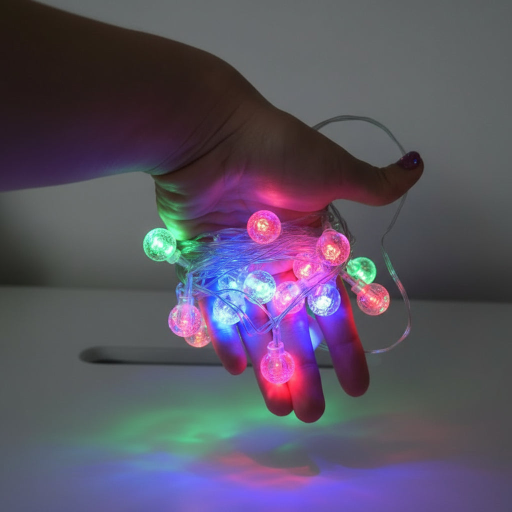 Luces LED Esfera De Cristal Burbuja 3 Metros Decoración Guirnalda Navidad A3102