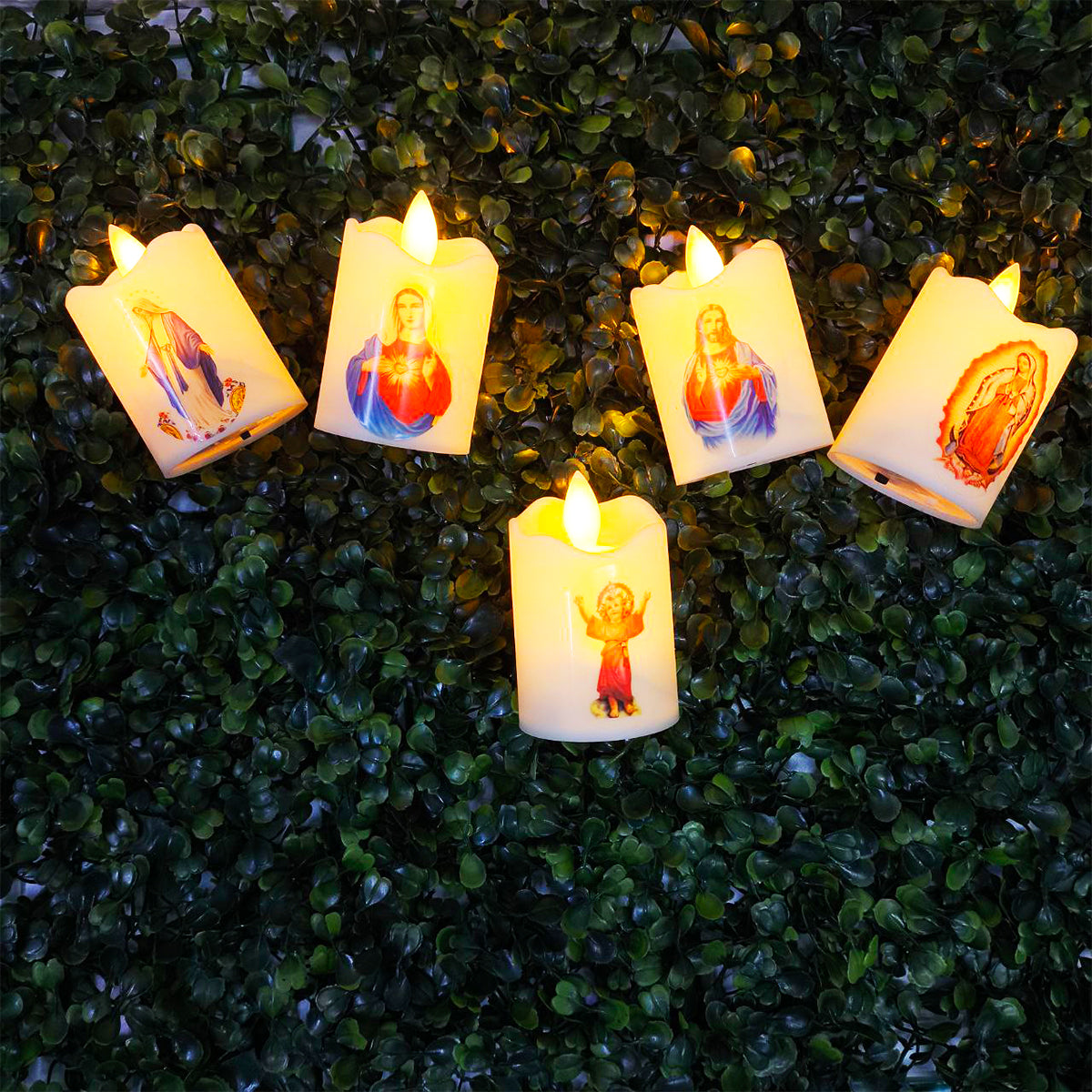 Velas LED Religiosas x3 Santos y Vírgenes Luz Cálida Decorativa SLT2660