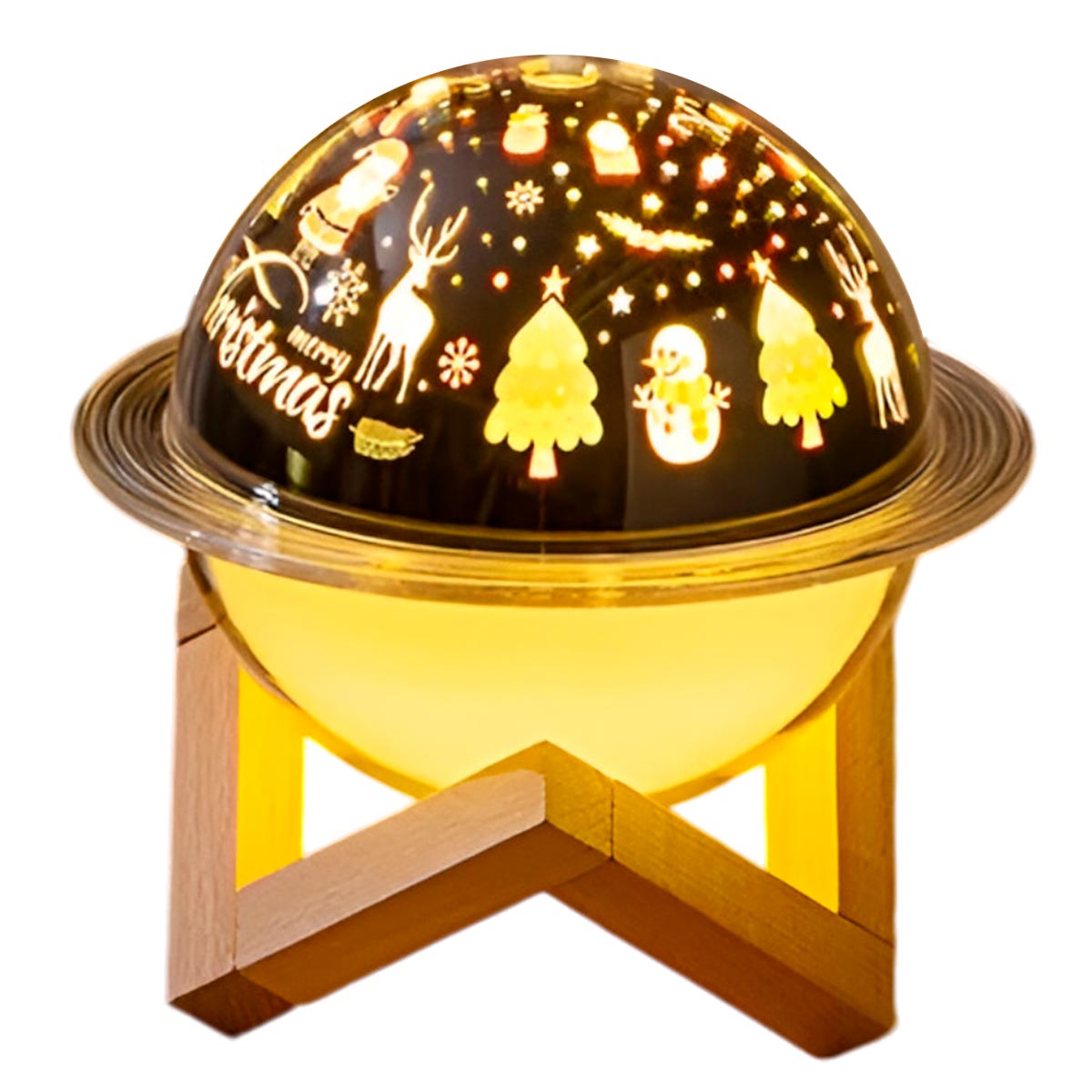 Humidificador Navideño LED Soporte Madera Difusor Aromas KF-8805