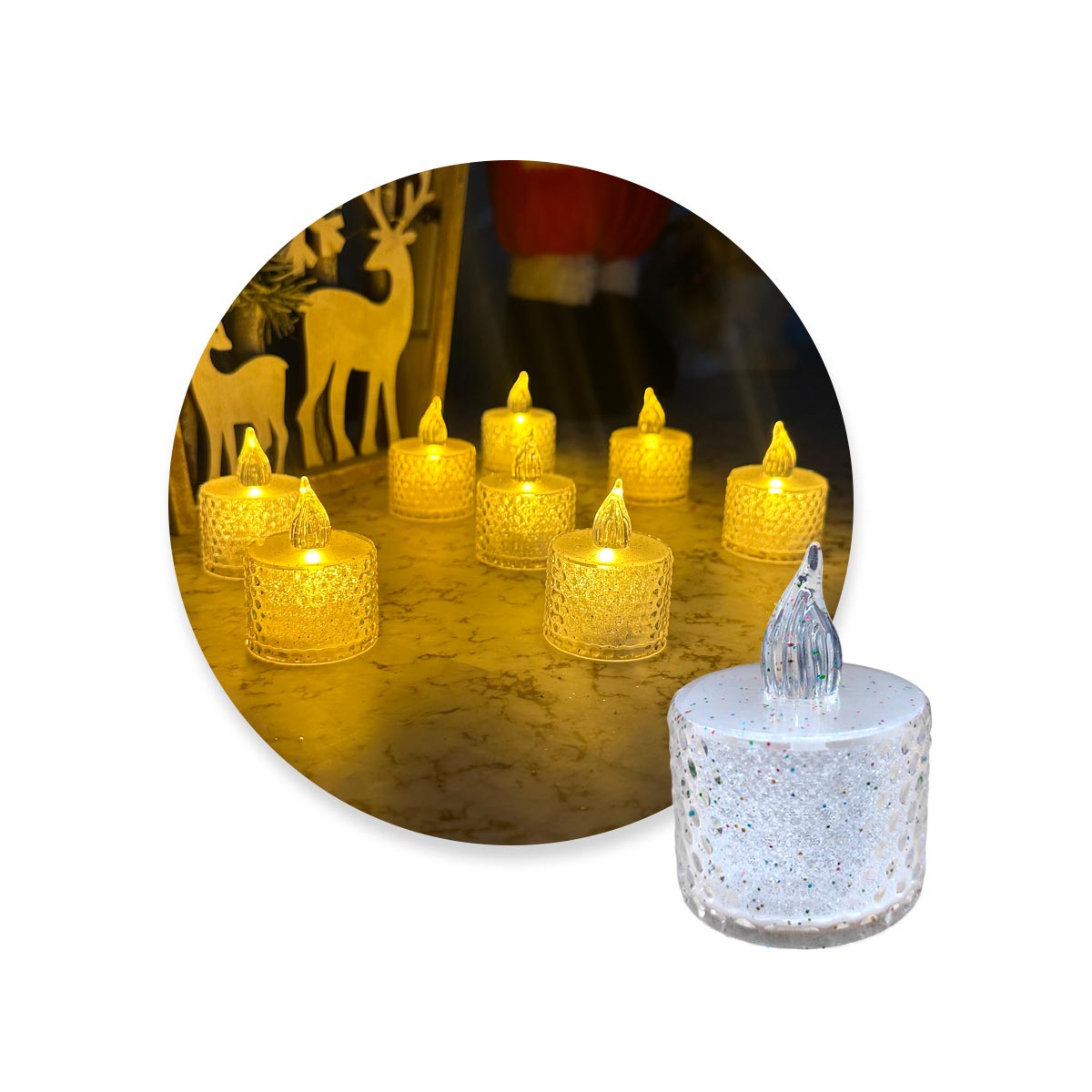 Velas LED X24 Cristal Mirella Decoración Hogar VCM24