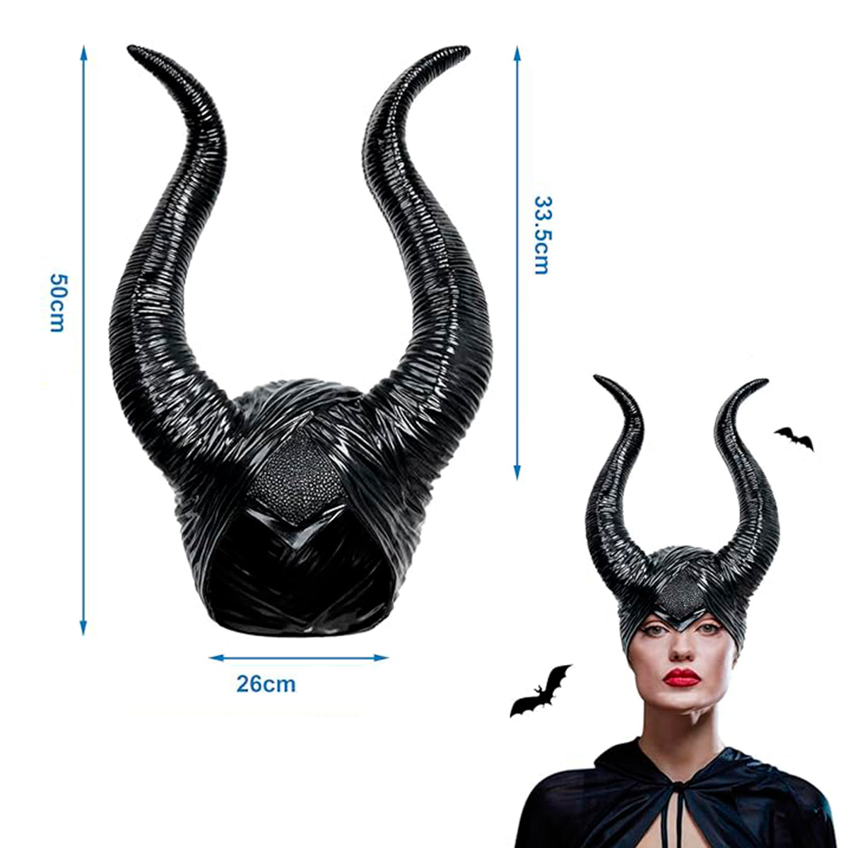 Cuernos Látex Disfraz Maléfica Accesorio Cosplay Halloween OF-1450