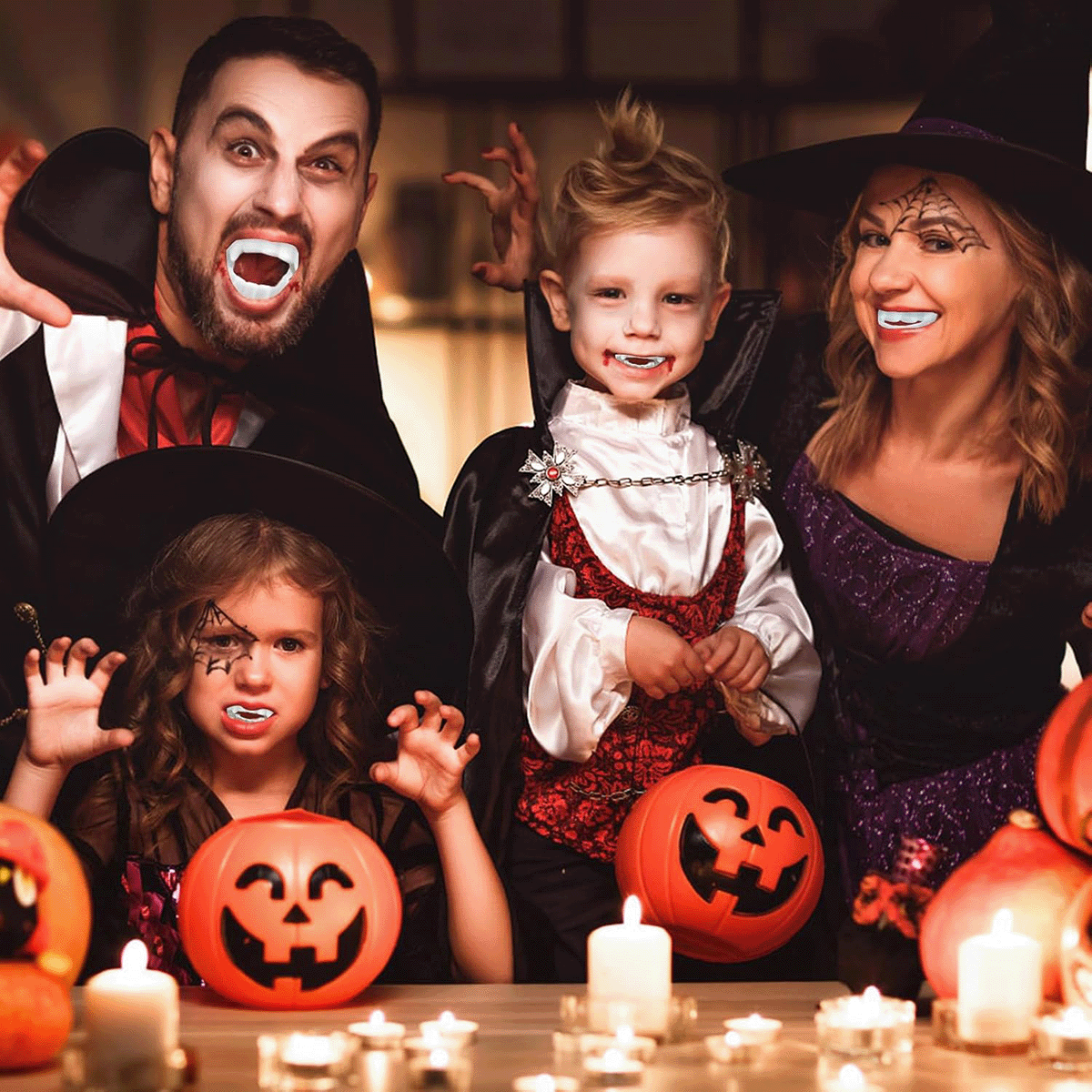 Colmillos Dracula Capsula Sangre Accesorio Disfraz Adultos OF225