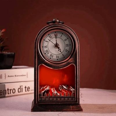 Chimenea LED Decorativa con Reloj Vintage Efecto Llama Realista CHP01