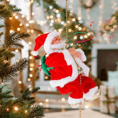 Papá Noel Escalador Cuerda Sube y Baja Musical Adorno Navideño L-16