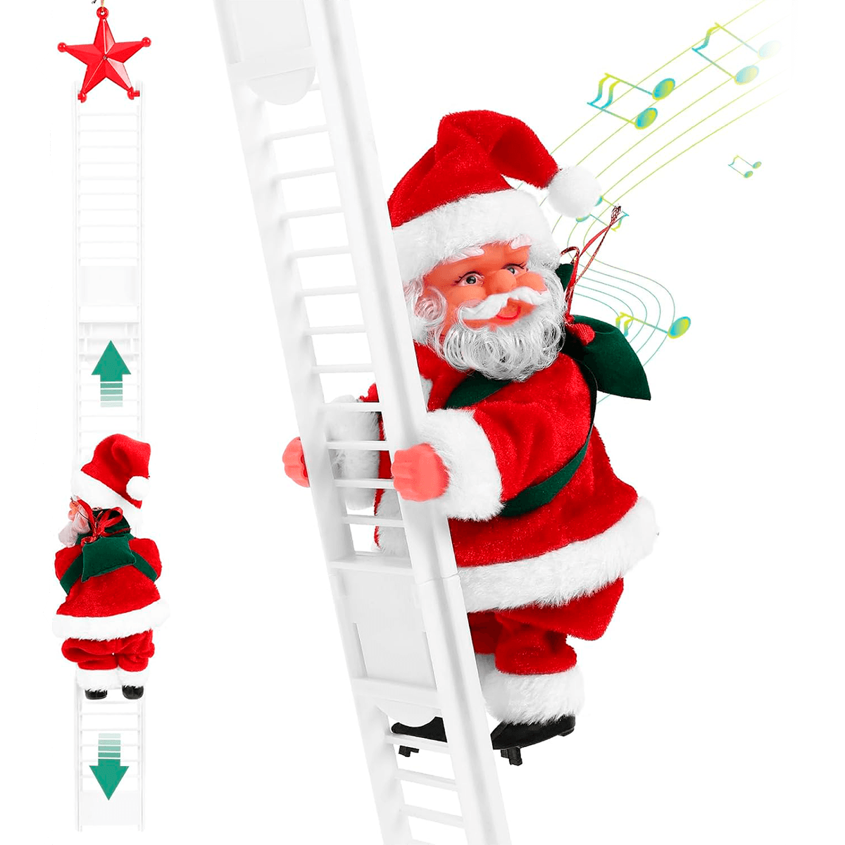 Papá Noel Escalera Sube y Baja Musical Escalador Adorno Navideño L-13