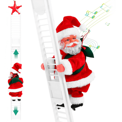 Papá Noel Escalera Sube y Baja Musical Escalador Adorno Navideño L-13