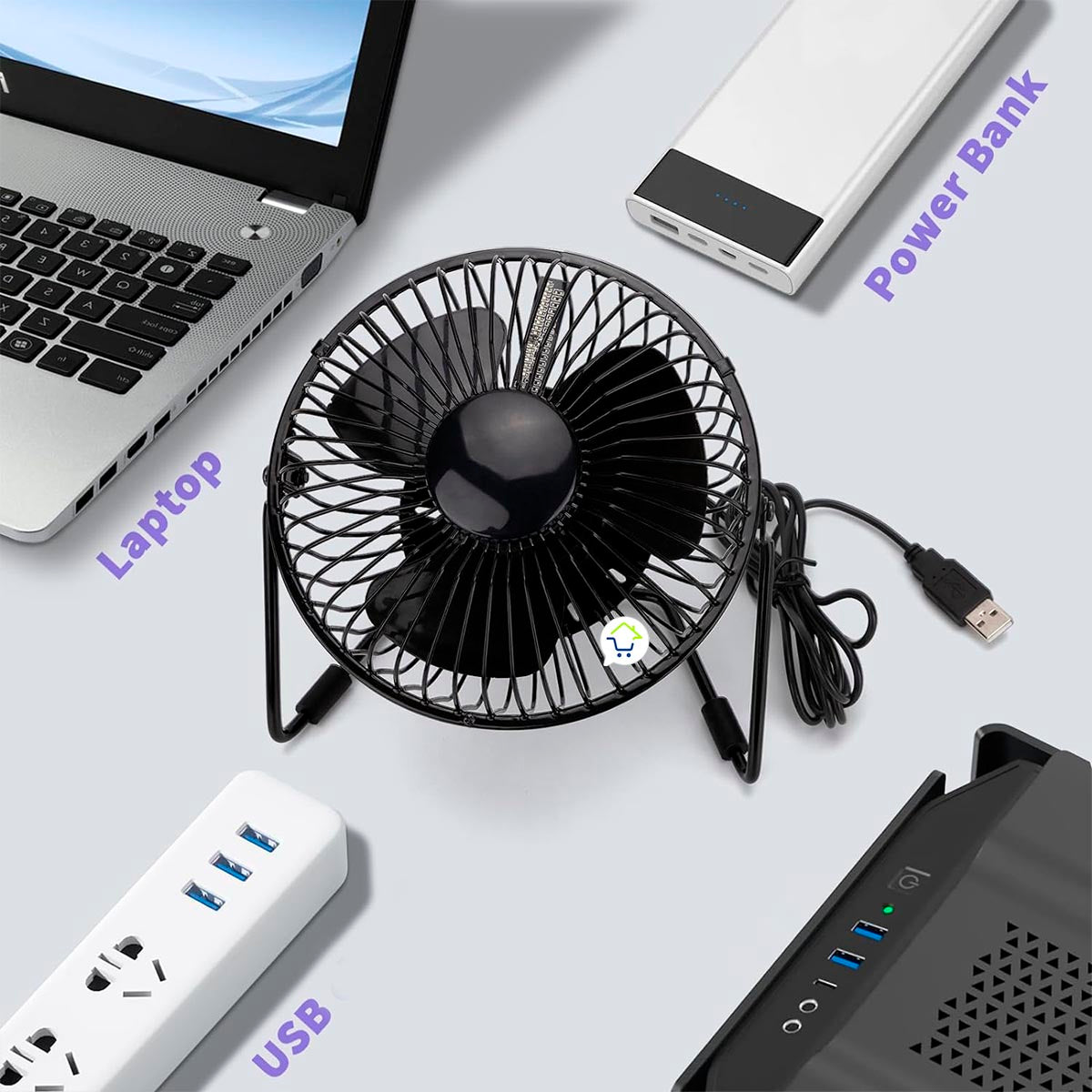 Ventilador + Reloj LED USB Temperatura Hogar Oficina Escritorio CENC-059