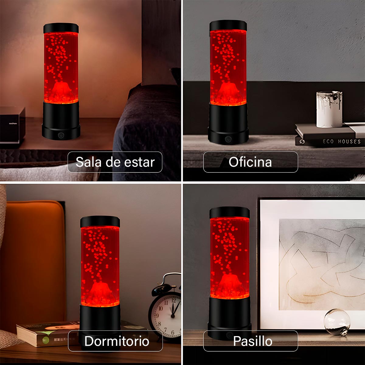 Lámpara de Volcán LED Multicolor Decorativa Base Negra 7262-4