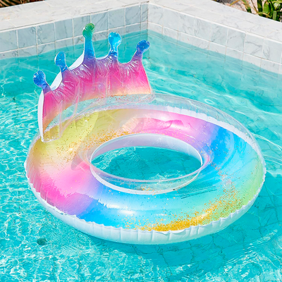 Flotador De Corona Glitter Inflable Salvavidas Infantil Piscina Pool HEA2204-127