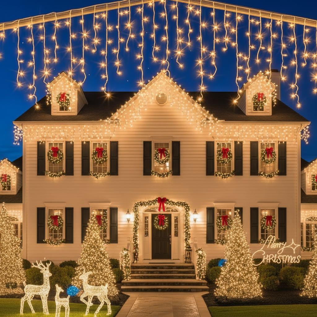 Cortina LED Intercalada 3 Metros 96 LED Navidad Decoración Navideña AL-078