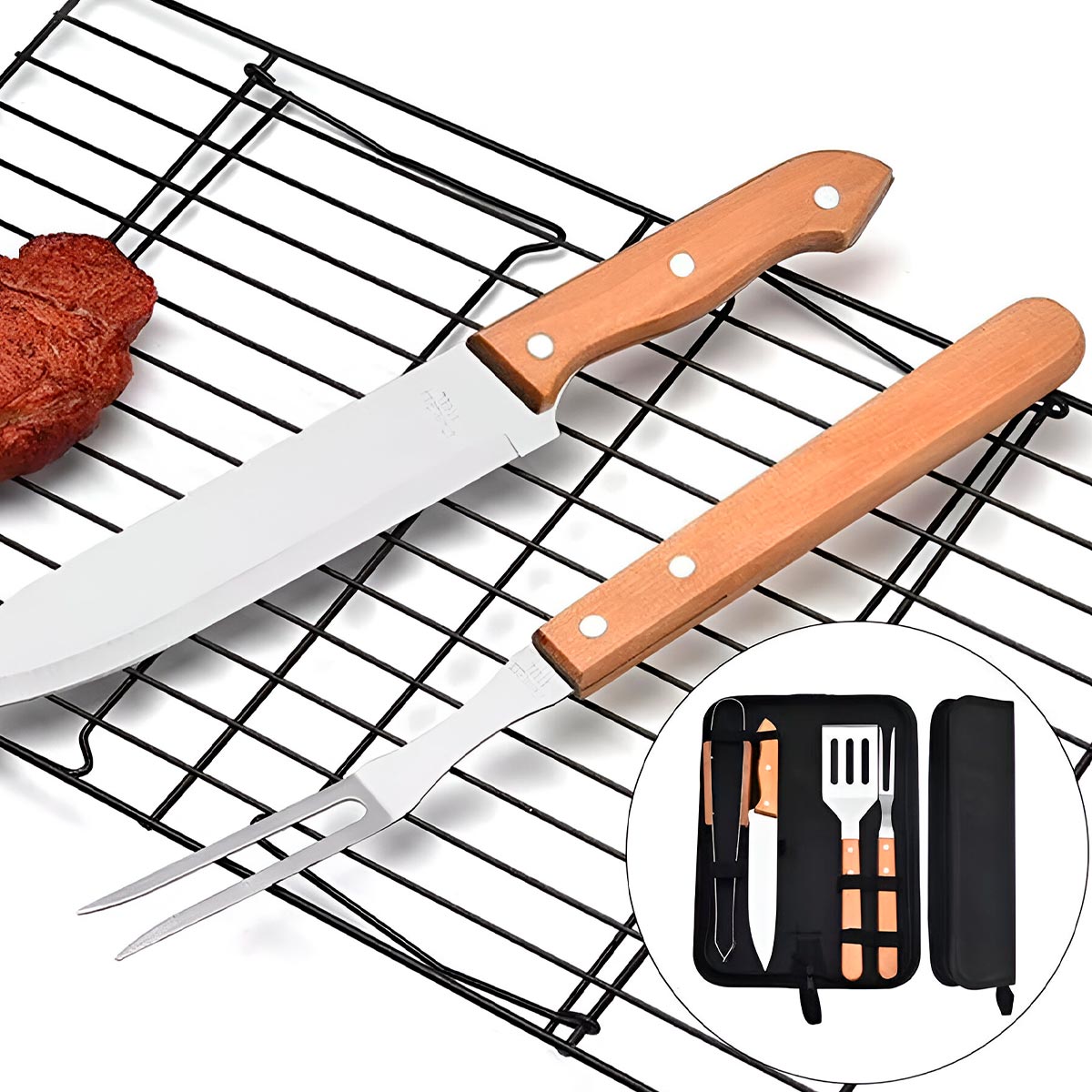 Kit Asado Bbq 4 Piezas Utensilios Cocina MY-XQD001