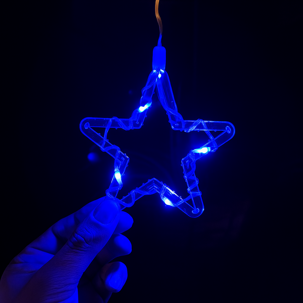 Cortina de Luces LED 6M 240 LED Estrellas y Copos Intercalada Decoración Navideña 1731A