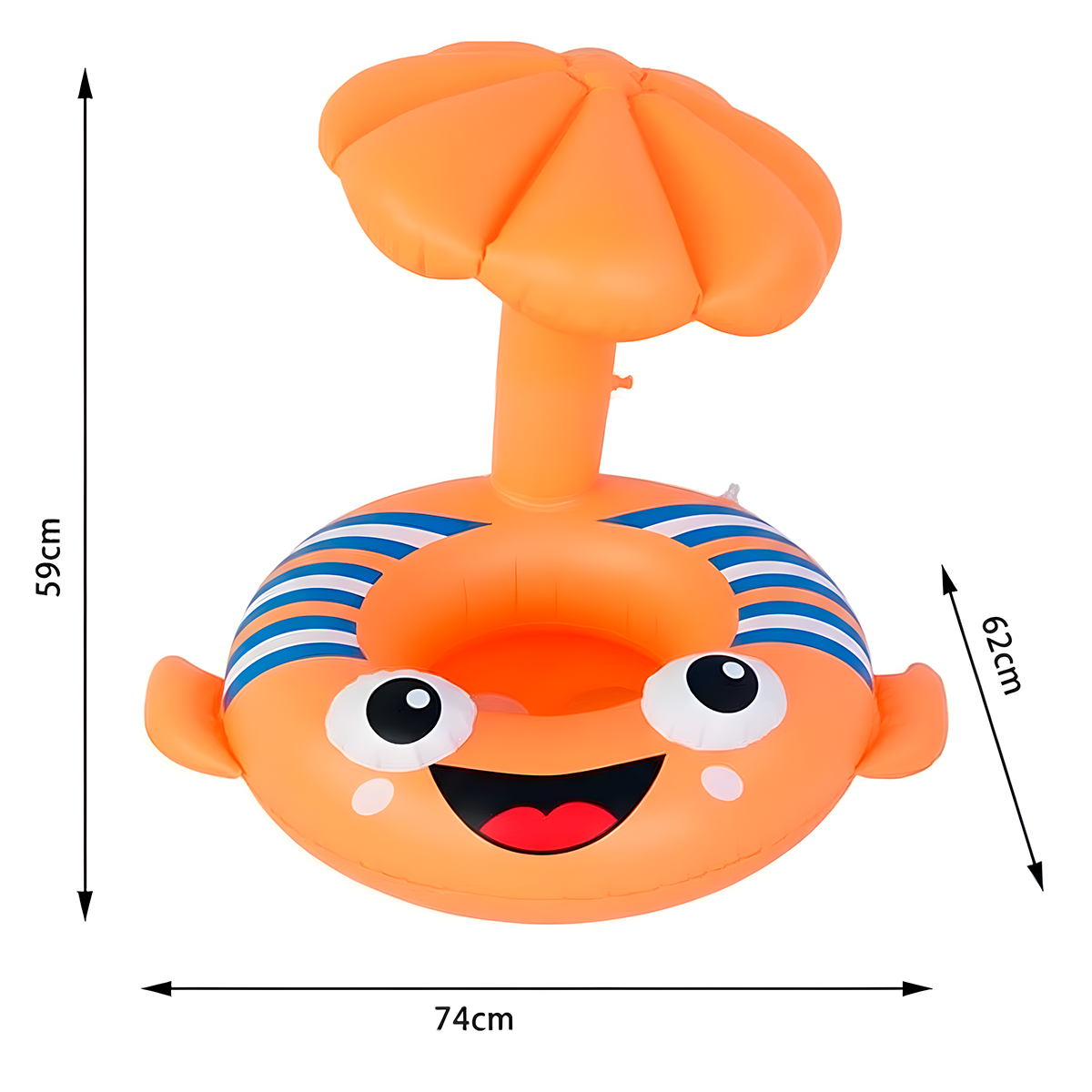 Flotador Pez Inflable Sombrilla Protectora Salvavidas Infantil Piscina MYT-87