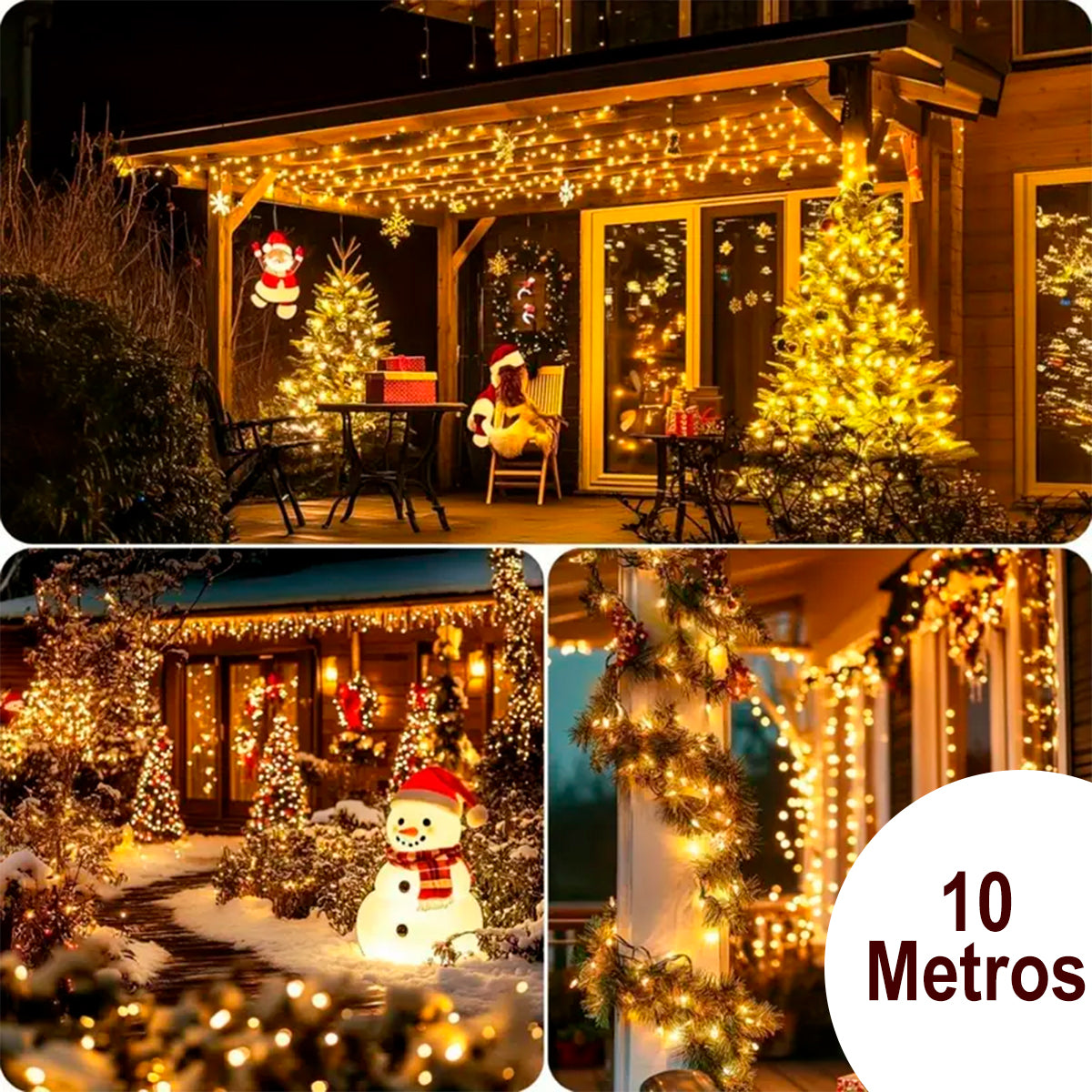 Luz Led Lineal 10 Metros Panel Solar 100 LEDS Impermeables Cable Verde 1543