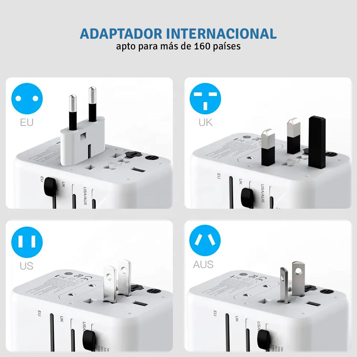 Adaptador Enchufe Universal Cabezal Portátil Internacional RP-U23