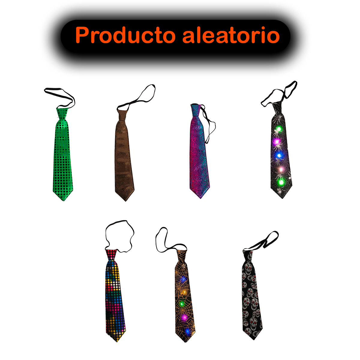 Set Corbatas LED X3 Halloween Disfraz Fiestas Adultos Niños AX936-8