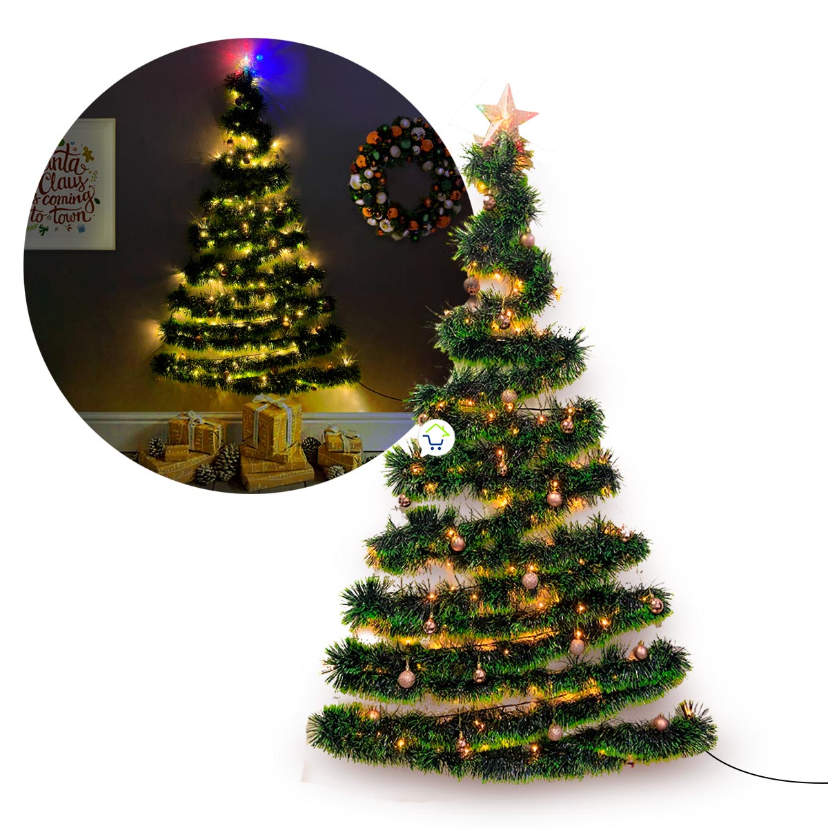 Árbol Navidad De Pared + Luces + Estrella + Decoración GRATIS! AGUI001