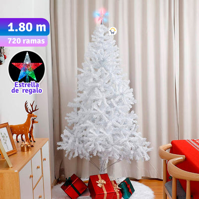 Árbol Navidad Blanco 1.80 M 720 Ramas + Estrella + Base 209