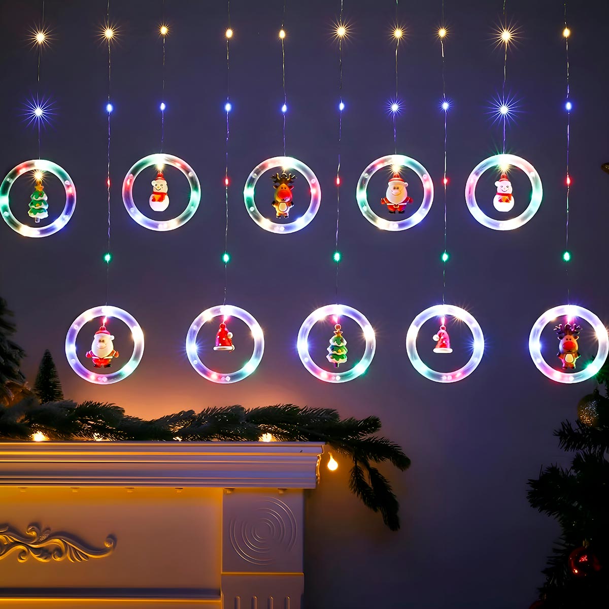 Cortina Intercalada Aros 3M Luces Navidad 100 LEDS AL-029