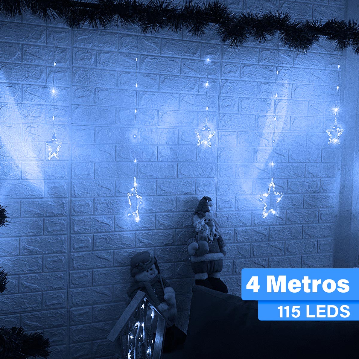 Cortina Intercalada Estrellas 4M Luces Micro Led Navidad 1743