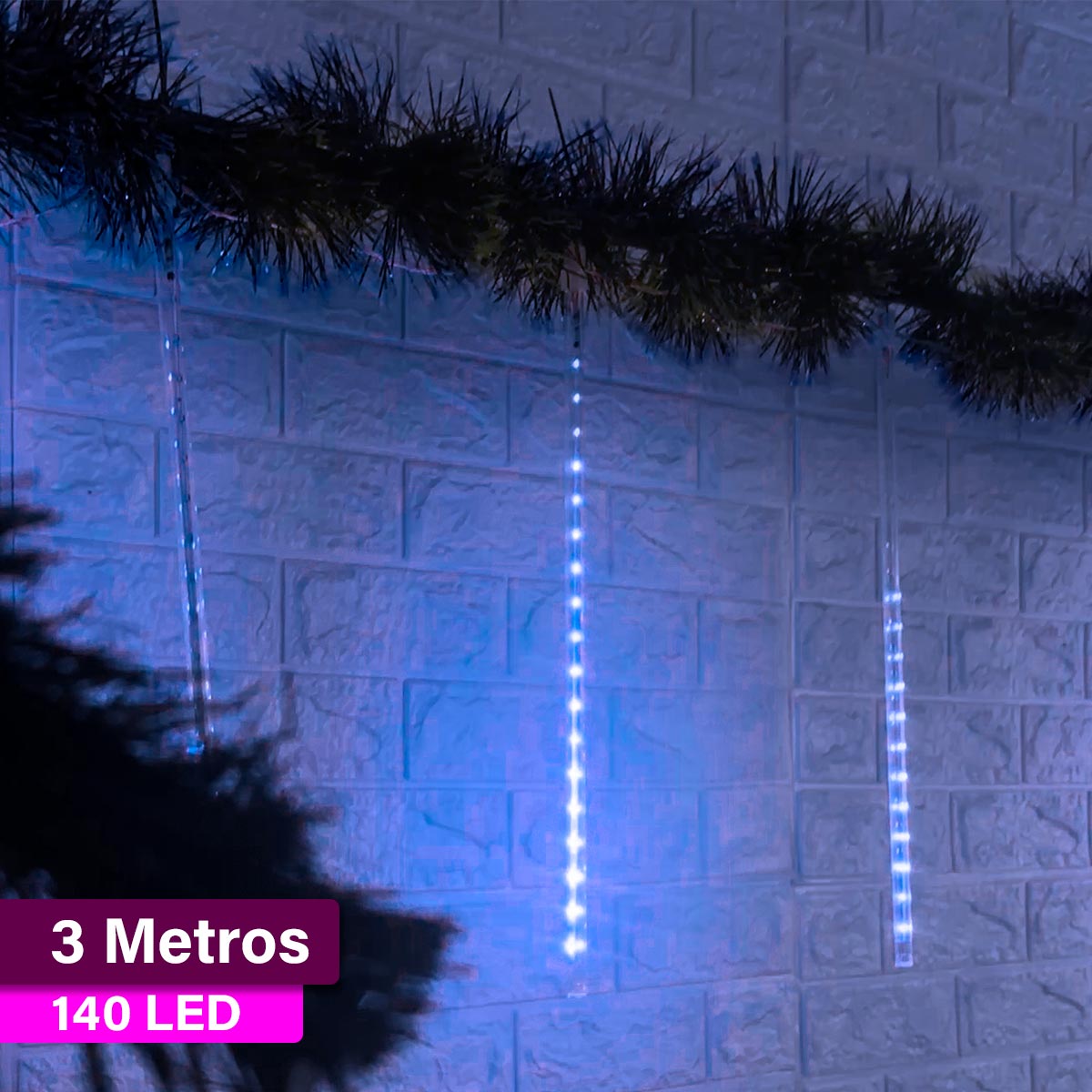 Luces Led Lágrima 3M Meteoro Sube y Baja Decoración Navidad 46 cm 2300