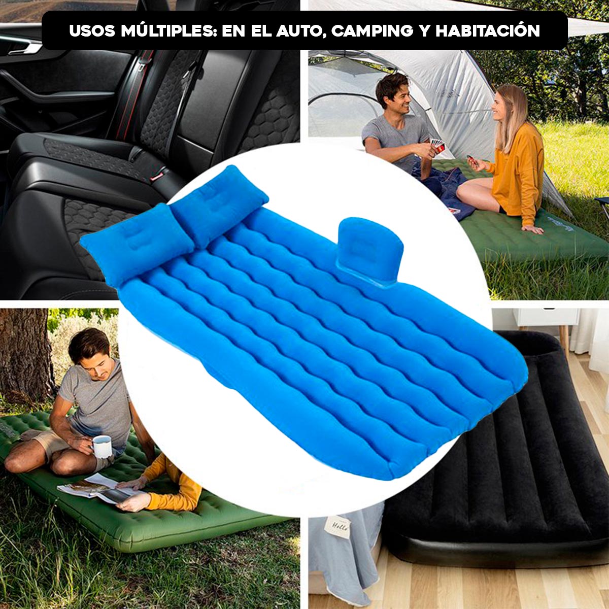 Cama Inflable Para Coche Asiento Trasero Colchón 41CV